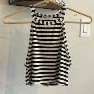 Black & White striped halter style crop top. size S